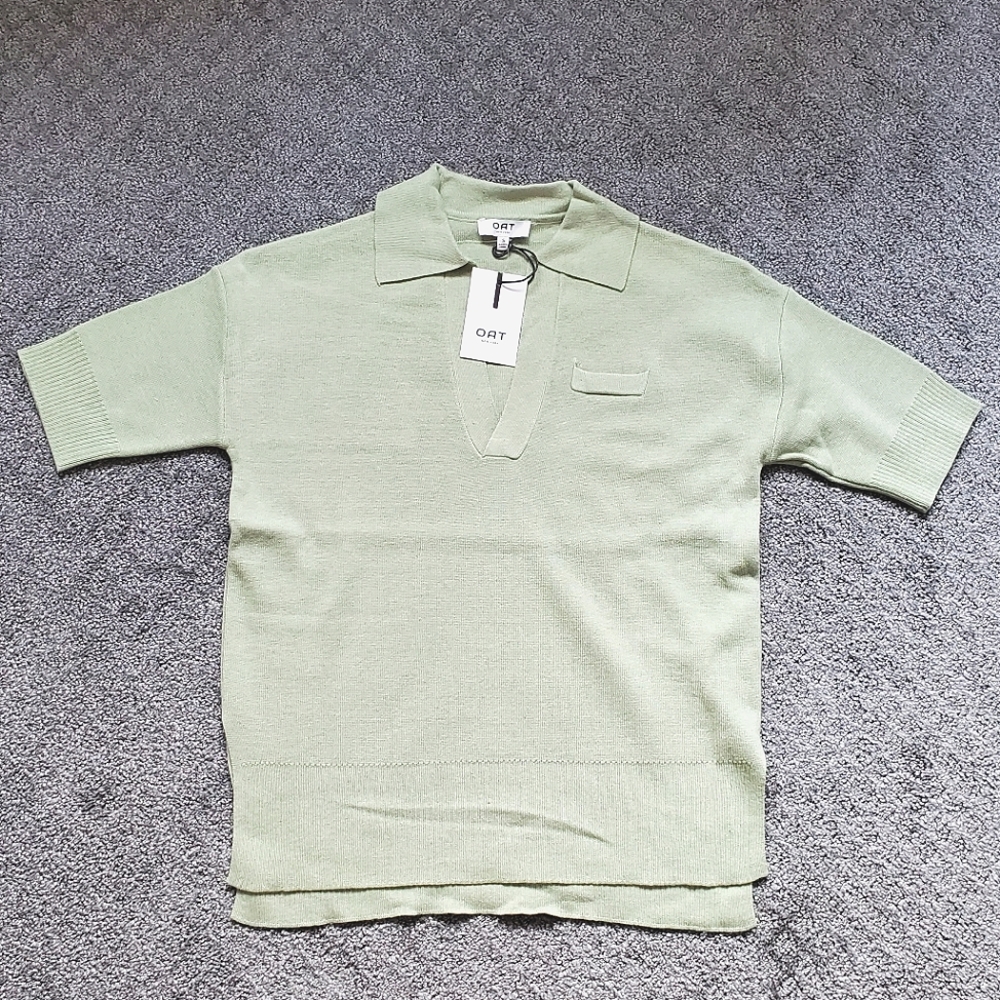 Oat New York Light Green Polo Top